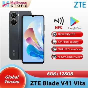 Новый смартфон ZTE Blade V41 Vita 5G Глобальной Версии Dimensity 810 50MP С Тройными Камерами 6 ГБ 128 ГБ NFC 4500 мАч 22,5 Вт