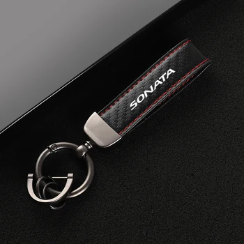 Кожаный автомобильный брелок с пряжкой в виде подковы, ювелирный брелок для ключей Hyundai Sonata EF NF YF LF DN8 2021 2020, внешний декоративный стиль