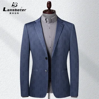 Весенне-осенний синий костюм, пальто, тонкий мужской повседневный костюм, корейская версия, приталенный крой, подходит для делового повседневного пальто