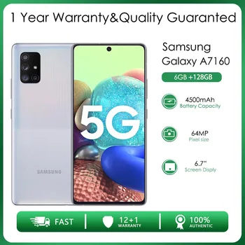 Оригинальный Разблокированный Samsung Galaxy A7160 5G с двумя SIM-картами 6 ГБ ОЗУ 128 ГБ ПЗУ 64 МП 6,7 