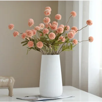 Розовый шелковый шар с хризантемой, свадебный искусственный цветок, Рождественский декор, Ваза для домашнего скрапбукинга, Аксессуары для цветочных композиций.