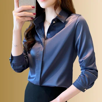 Высококачественная женская блузка, рубашки из шелка тутового цвета, женские Новые темпераментные блузки и топы, весенне-осенняя женская одежда Blusa Mujer