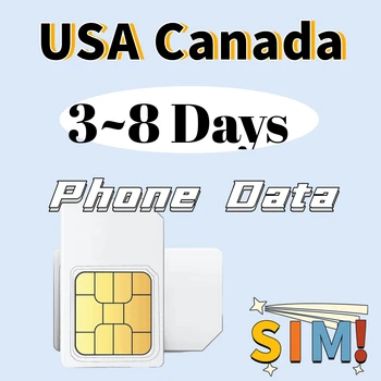 Канада США 3-В-1 Данные SIM-карты На 3 5 8 дней Карта данных Мобильного телефона Резервная Телефонная Портативная Sim-карта 4g сим карта безли