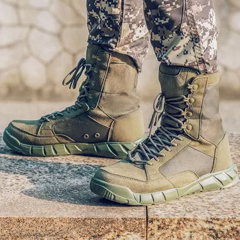 Мужские уличные тактические ботинки для пустыни армейского зеленого цвета Сверхлегкие дышащие весенне-осенние походные тренировочные ботинки Армейские военные ботинки