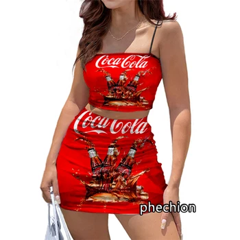 женская клубная одежда с 3D принтом phechion New Fashion Coke, сексуальные топы-трубки и короткое облегающее платье, костюмы с юбкой из 2 предметов, R03
