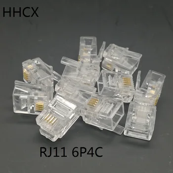 100 шт./ЛОТ 4-контактный разъем для телефона RJ11 RJ12 6P4C Crystal Plug