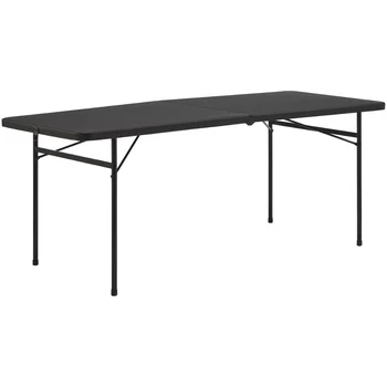 Складной пластиковый стол длиной 6 футов, складной стол для кемпинга черного цвета