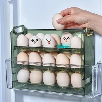 Коробка для яиц с боковой дверцей холодильника, многослойная коробка для хранения яиц большой емкости на 30 штук с подставкой для утиных яиц на боковой дверце