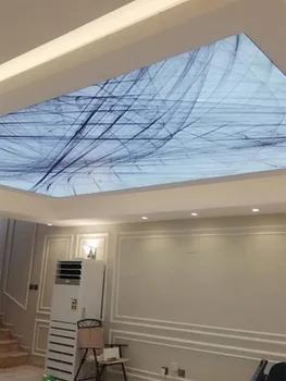 Shengxi 2018 3D54 Новые модные абстрактные линии для потолочной пленки из УФ-ПВХ Plafond tendu материал, доступный для потолочной панели