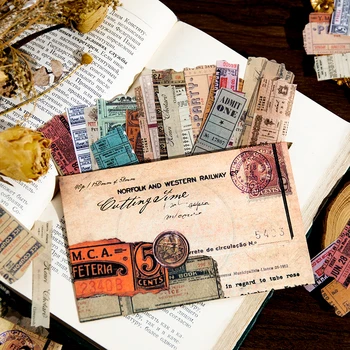 40 шт винтажных старых билетов, английский материал, декоративные эстетические наклейки для планировщиков дневника 