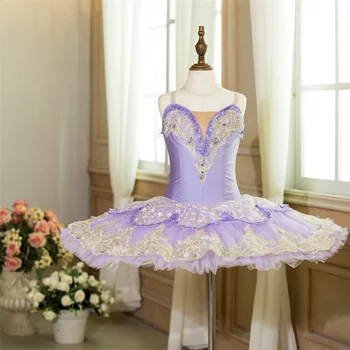 Новое поступление, индивидуальный размер, индивидуальный цвет, танцевальная одежда для девочек, 7 слоев, цвет омбре, Предпрофессиональная фиолетовая балетная пачка