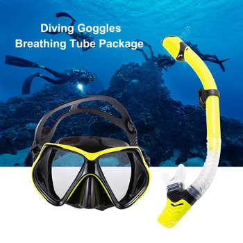 Подводные Маски для подводного плавания, Набор дыхательных трубок для подводного плавания, силиконовые очки с защитой от запотевания, Закаленные очки, Снаряжение для плавания