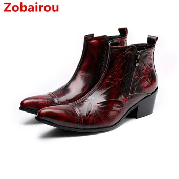 Итальянские ботинки Zobairou Chaussure Homme Мужская зимняя обувь в классическом стиле Военные ботинки винно-красного цвета Водонепроницаемые Botas Hombre