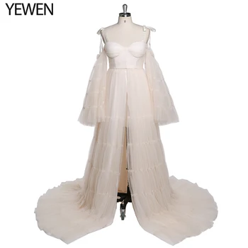 Вечернее платье на длинных бретельках с расклешенными рукавами Вечерние платья со съемной подкладкой Женское элегантное платье для фотосъемки YW21025