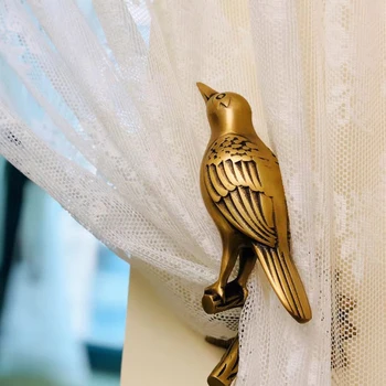 Легкое роскошное украшение в виде птицы в европейском стиле, крючок для штор, модель комнаты, гостиная, балкон, пряжка для штор, аксессуары из латуни