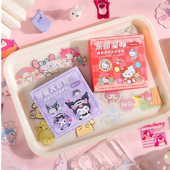 100 листов справочника Sweet Pet Sanrio Водонепроницаемые прозрачные наклейки из ПВХ Карточки с мультяшной слизью Декоративные игрушки