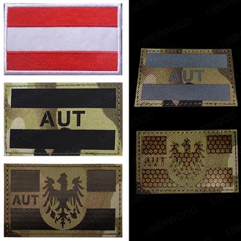 Флаг ЛИБЕРВУД Австрия, вышитая военная аппликация на плечо, Австрийская эмблема AUT, ИК-светоотражающая нашивка, Тактический значок