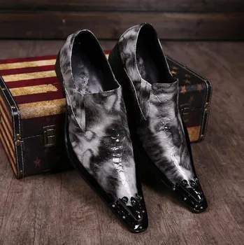 Официальные деловые мужские туфли-оксфорды в стиле ретро с железным носком из натуральной кожи, обувь для свадебной вечеринки, Офисные туфли без застежки, большие размеры 46