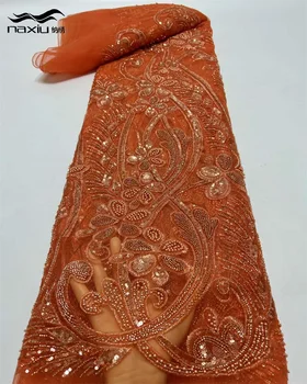 Madison-Нигерийские Кружевные ткани с Тяжелым Бисером для Женщин, Африканское Тюлевое Кружево, Роскошные Свадебные ткани, Последняя мода, 2023