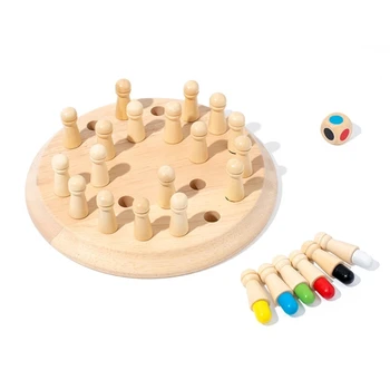 Деревянные шахматные доски для игры в шахматы с памятью, соответствующие цвету, Цветная Когнитивная игрушка для мелкой моторики, Тренирующая реакцию детей в детском саду Шахматы