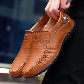 2023 Кожаная обувь Мужская Модная Натуральная Высококачественная Роскошная Брендовая Удобная Мужская Повседневная Обувь для вождения 2023