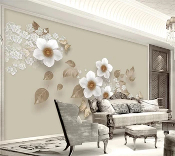 Пользовательские 3D обои с трехмерным рельефом цветок сливы европейский ретро диван ТВ фон стены гостиная спальня фреска обои