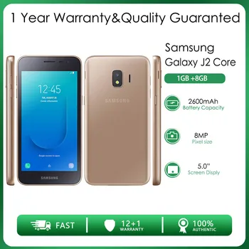 Оригинальный Разблокированный Samsung Galaxy J2 Core J260F с 2 Sim-картами, 4G четырехъядерный процессор, 1 ГБ ОЗУ, 8 ГБ ПЗУ, 8 МП, 5,0 