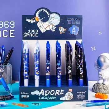 36 шт. / лот Стираемая гелевая ручка Creative Astronaut, милые ручки с нейтральными синими чернилами 0,5 мм, рекламные подарочные офисные школьные принадлежности