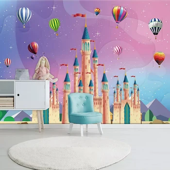 Фотообои на заказ, 3D мультяшный замок, воздушный шар, детская комната, детский фон, настенная роспись, экологичные обои для домашнего декора