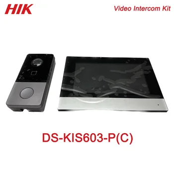 Комплект IP-видеодомофона HIK DS-KIS603-P (C), 7-дюймовый сенсорный экран с поддержкой Wi-Fi и POE, видеодомофон IP65