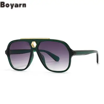 Boyarn 2022 Металлические декоративные очки Toad Glasses Современный шарм Очки в оправе с плоским верхом Солнцезащитные очки Солнцезащитные очки