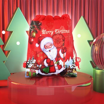 Рождественский подарочный пакет на шнурке, тканевый подарочный пакет Санта-Клауса, упаковка конфет, Подарочное печенье, сумка для хранения на шнурке, украшение Xms