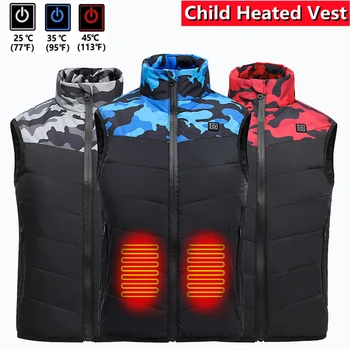 Зимний теплый детский жилет с подогревом, интеллектуальная электрическая куртка с USB, жилет с подогревом для девочек и мальчиков, куртка с наружным обогревателем, тепловой жилет