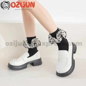 Комплект из 5 комплектов для девочек 0-10 лет, кружевных дышащих хлопковых однотонных школьных танцевальных носков на щиколотке.