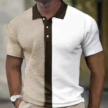 2023 Летняя Лоскутная рубашка-поло, мужская Повседневная Тонкая рубашка-поло с лацканами и коротким рукавом, кардиган, Дышащий S-3XL