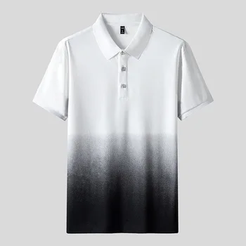  Рубашка-поло для гольфа, мужская рубашка с коротким рукавом, Летняя дышащая рубашка для фитнеса для мужчин с отложным воротником   