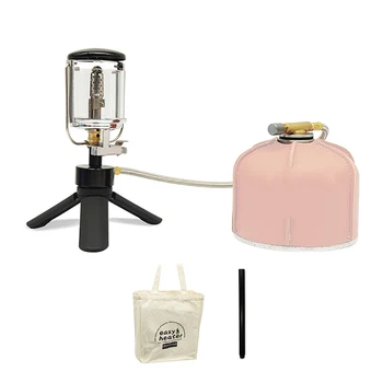 Мини Портативный яркий фонарь для кемпинга Газовый фонарь для рыбалки на открытом воздухе Лампа для палатки для пикника Подвесная стеклянная лампа для домашнего сада со штативом
