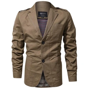 Модный мужской жакет, приталенный хлопковый тренд, выстиранные куртки Для мужских костюмов, повседневная куртка Для мужчин, блейзер Masculino
