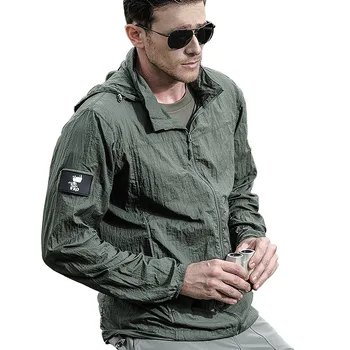 Летняя куртка Мужская военная Армейская Тонкий плащ с капюшоном, тактическая Дышащая быстросохнущая Легкая походная куртка, водонепроницаемая одежда