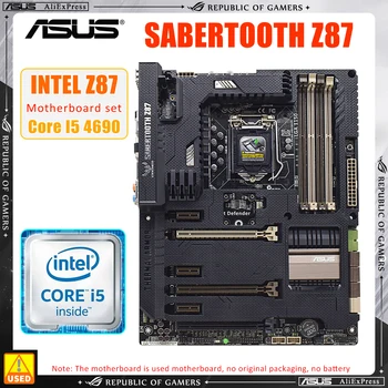 Материнская плата ASUS SABERTOOTH Z87 и процессор Core I5 4690 Комплектуются 1150 DDR3 Intel Z87 32GB USB3.0 PCI-E 3.0 SATA III ATX