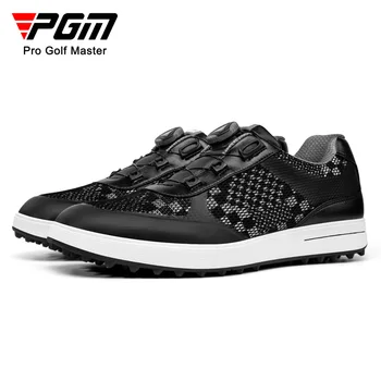PGM Мужская обувь для гольфа, Шнурки С ручкой, Нескользящие, Водонепроницаемые, Мужская Спортивная Обувь, Черные Кроссовки XZ224