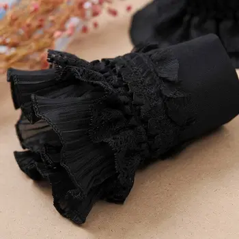 Готический ретро Черный съемный рукав с накладными манжетами, многослойные оборки, кружевной лоскутный свитер принцессы в стиле Лолиты, декоративный браслет на запястье