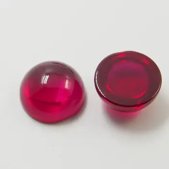 Синтетический круглый рубиновый кабошон с плоским дном, Россыпной красный корунд