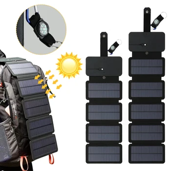Портативное складное зарядное устройство для солнечной панели на открытом воздухе 5 В 2.1A USB-устройства для вывода данных, походный рюкзак, блок питания для смартфонов