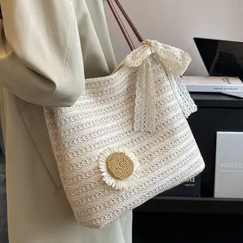 Сумки для женщин, женская сумка через плечо, плетеная из соломы Сумка в пасторальном стиле, сумка-тоут, сумка-тоут большой емкости, дорожная сумка