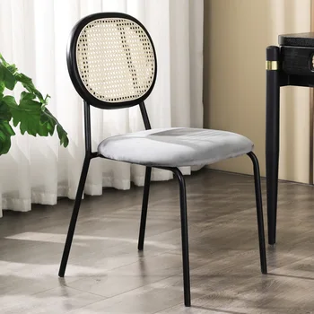Обеденный стул из ротанга Home Nordic из массива дерева Европейский Дизайнерский обеденный стол Со спинкой Ретро Стул для учебы Ротанговый стул