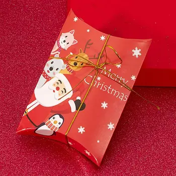 10шт Рождественских подарочных коробок для вечеринок, Бумажная упаковка для сладкого печенья, конфет, Счастливого Рождества, подарочная коробка из Крафт-бумаги, упаковочная коробка