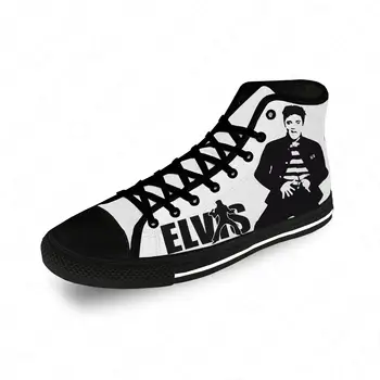 Высокие кроссовки Элвиса Аарона Пресли Мужская женская повседневная обувь для подростков Парусиновые кроссовки для бега с 3D принтом Легкая обувь черного цвета