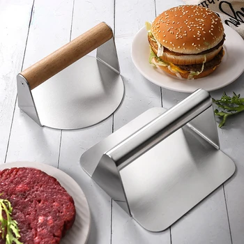 Круглый квадратный пресс для мяса для гамбургеров из нержавеющей стали, бытовая кухонная ручная пресс-форма для мяса, пресс для стейка