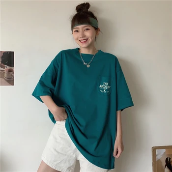 Свободная повседневная футболка Ins в стиле ретро с буквами, женские футболки, топы, японская Каваи Улззанг, женская Корейская одежда в стиле харадзюку для женщин